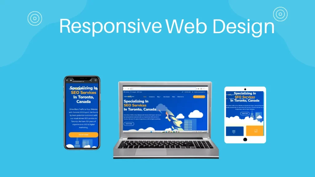 computer-generated graphics of responsive web design for mobile SEO service in Toronto